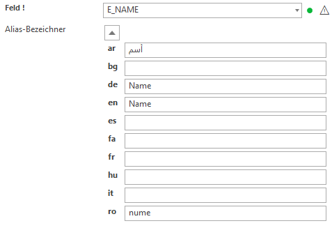 Bearbeitung der sprachabhängigen Texte in der Konfiguration Bearbeitung der sprachabhängigen Texte in der Konfiguration