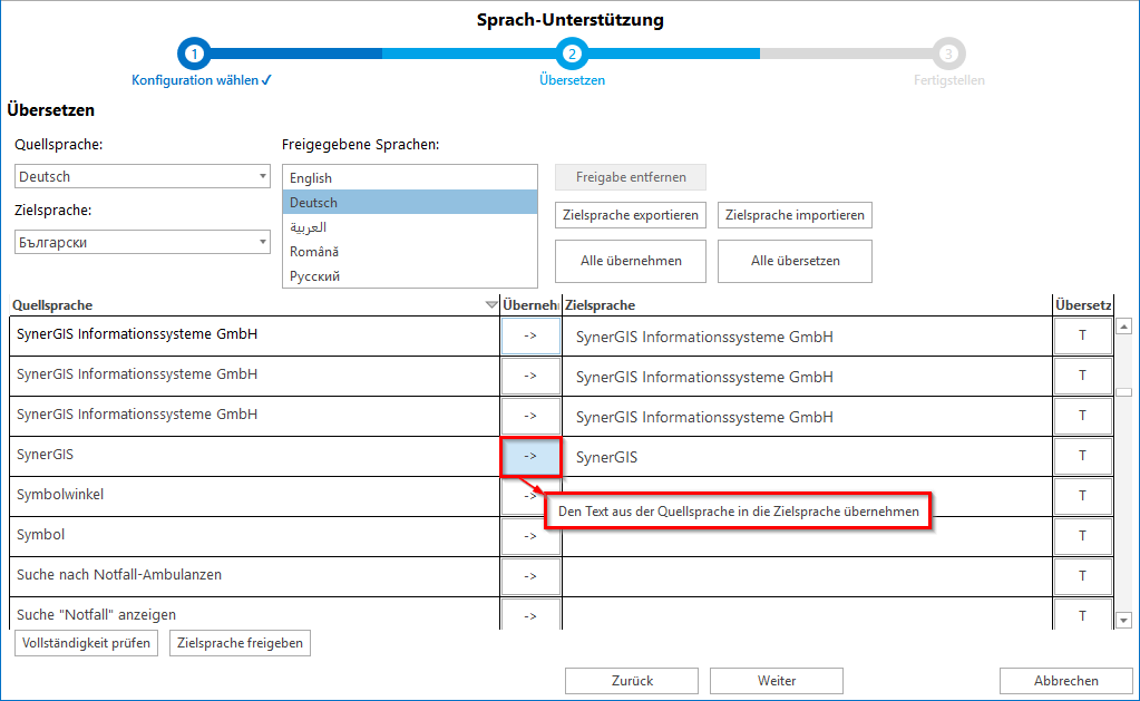 Inhalte von der Quell- zur Zielsprache kopieren Inhalte von der Quell- zur Zielsprache kopieren