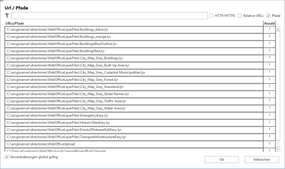 Editieren der Datei-Pfade Editieren der Datei-Pfade