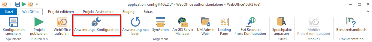 Anwendungskonfiguration im Reiter WebOffice im WebOffice author standalone Anwendungskonfiguration im Reiter WebOffice im WebOffice author standalone