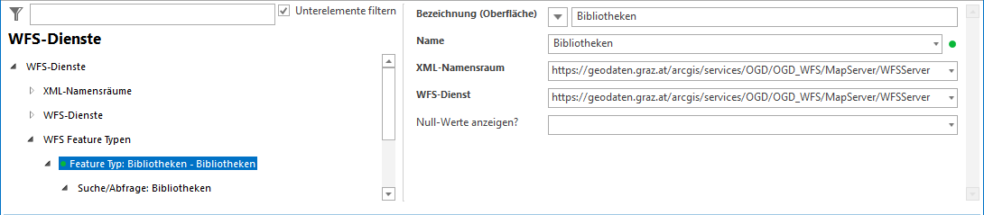 Konfiguration WFS Feature Typ Konfiguration WFS Feature Typ