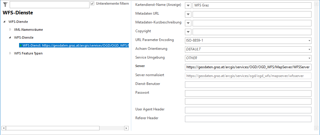 Konfiguration WFS Dienst Konfiguration WFS Dienst